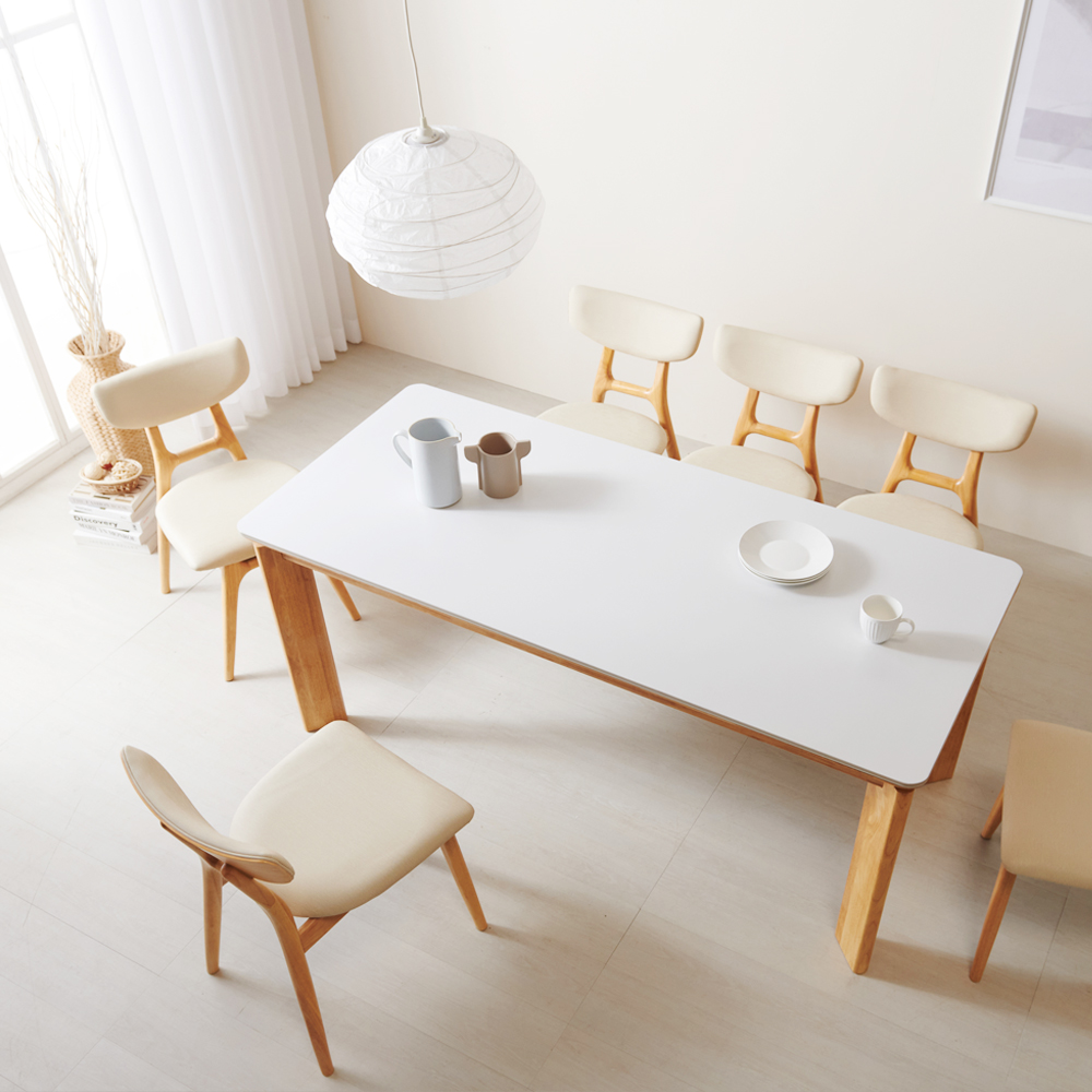 수림 원목 포세린 세라믹식탁 세트 6인용 포쉐린 테이블 단품, 1800mm, 네추럴