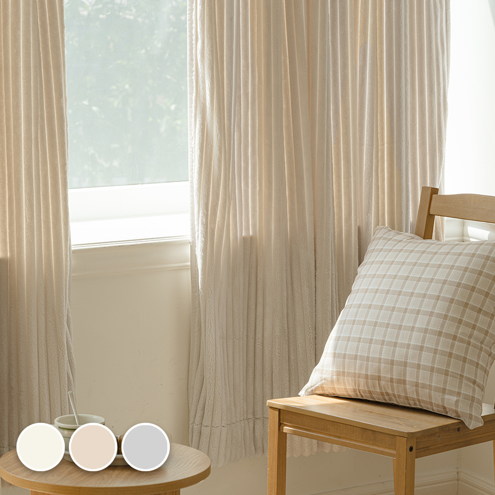 바자르 암막커튼 방한 코코니 보들 극세사 스트라이프 겨울 140x235