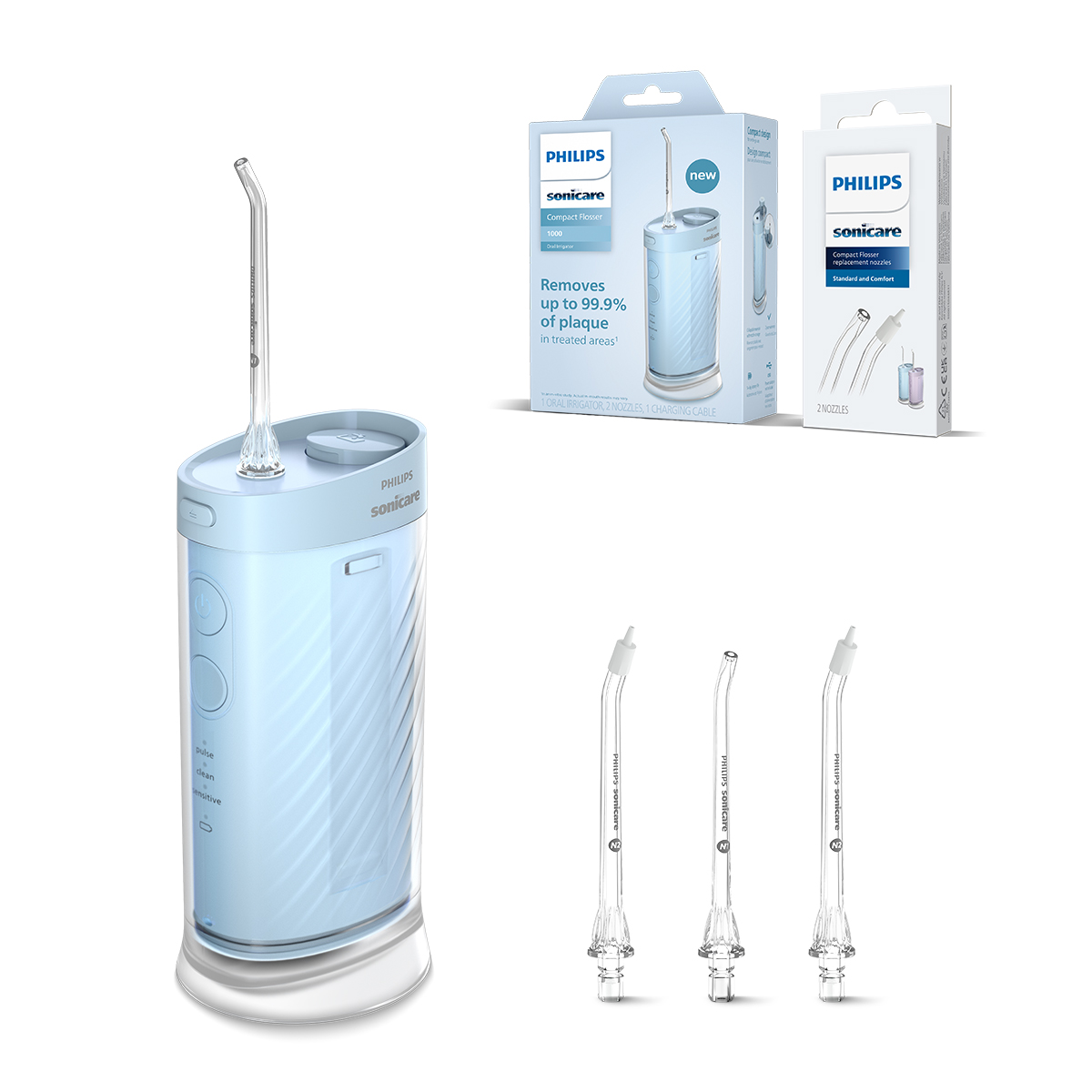 필립스 소닉케어 콤팩트 플로서 1000 블루 HX3333/24 + 콤팩트 플로서 전용 노즐 HX3072/00