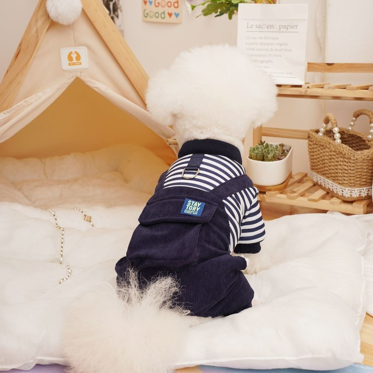 강아지옷 멜빵 코듀로이 골덴 올인원 애견 데일리룩 - 상세 이미지 4