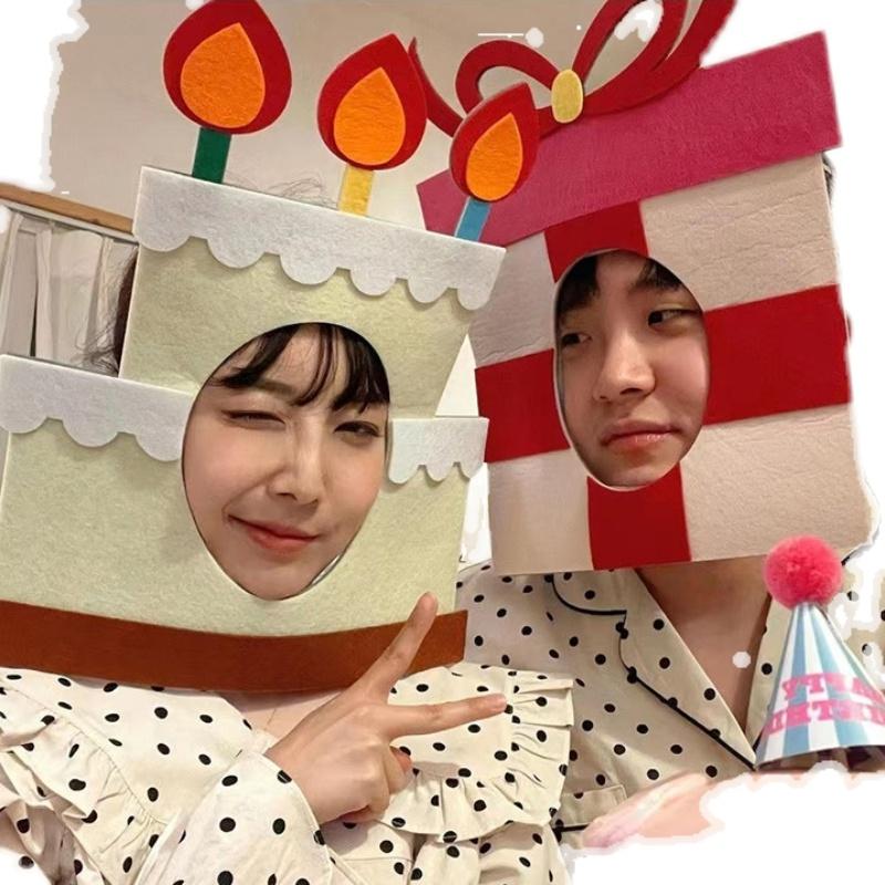 파티용품 인간 케이크 심장 머리띠 쿠키 DIY 생신 화환 사진 액자+스마일 얼굴+케이크 3개 - 상품 이미지