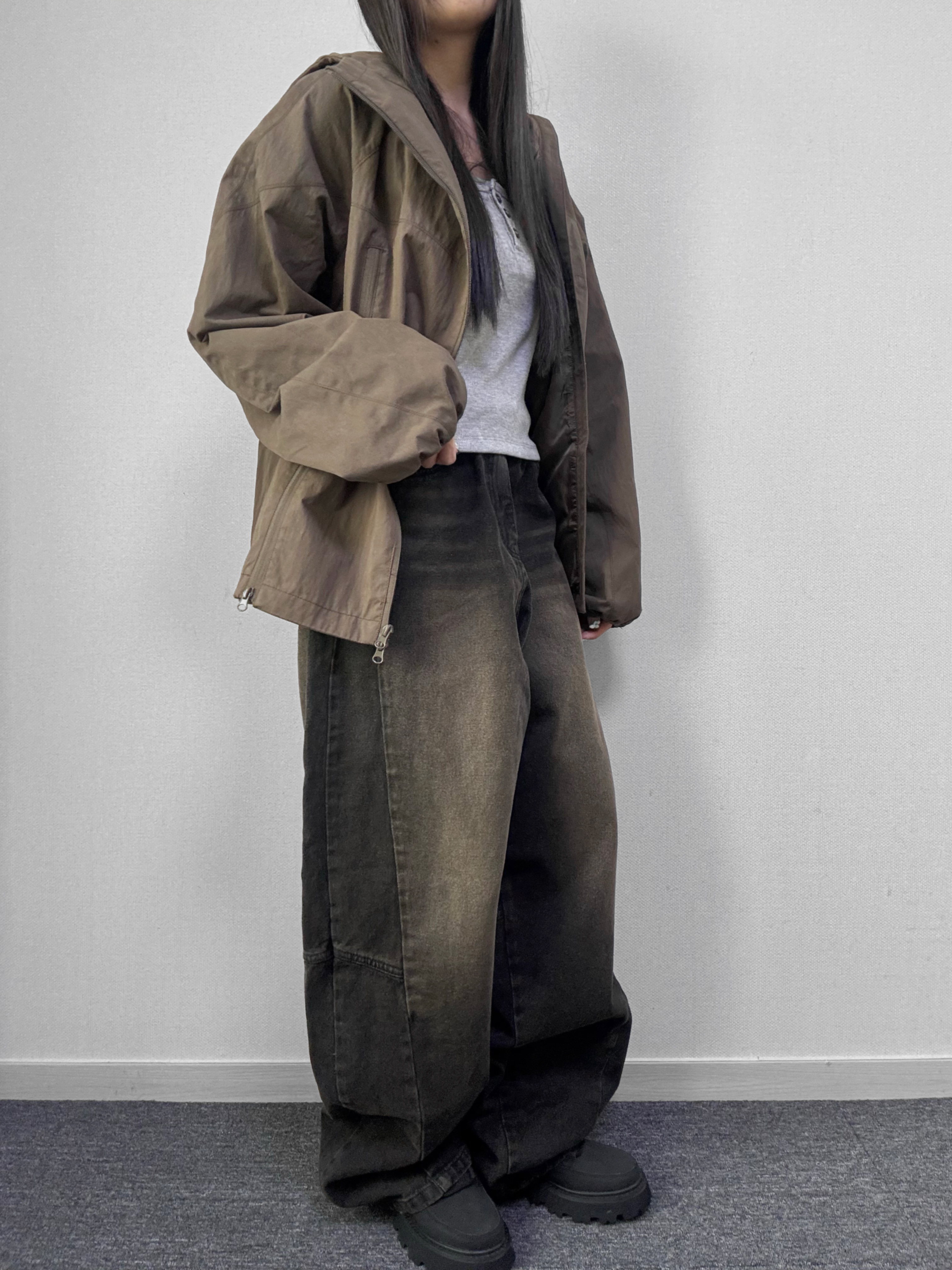 피드 리벳 흑청 벌룬 데님 팬츠 - 상세 이미지 3