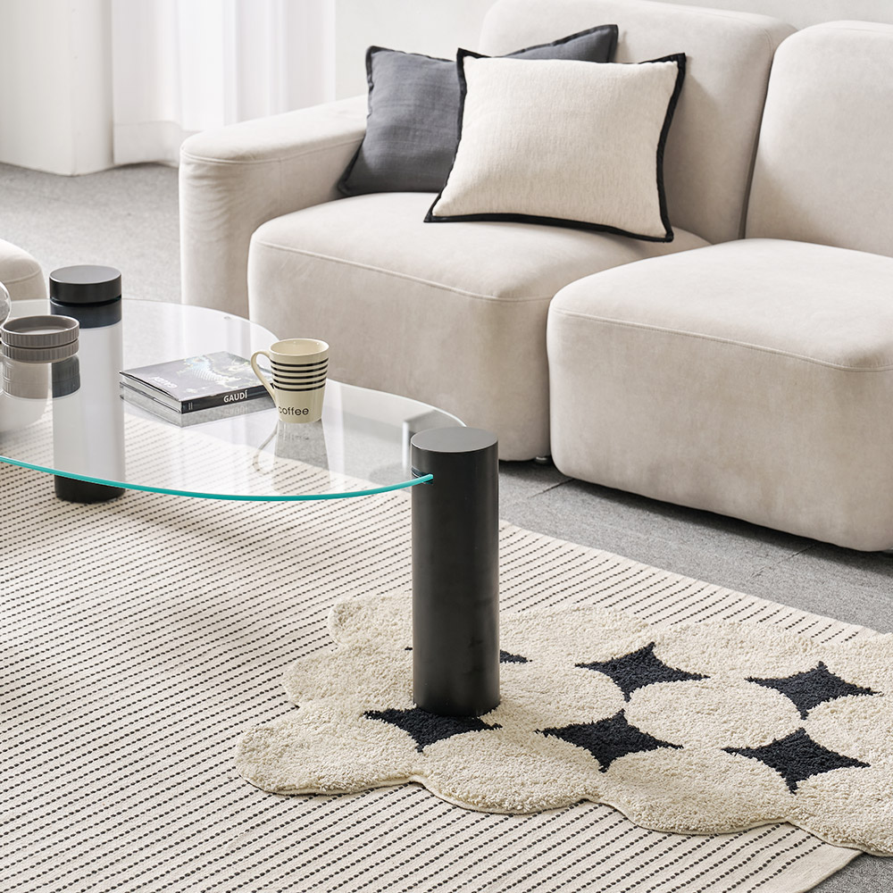 소울 강화유리 낮은 소파 거실 테이블 비정형 블랙 CNM243C