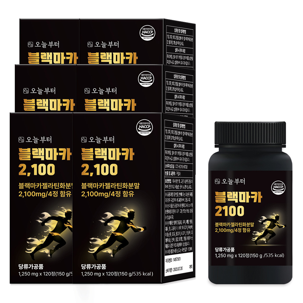 오늘부터 블랙마카2100 흑마늘 야관문 흑삼 고함량 120정, 6개 - 메인 이미지