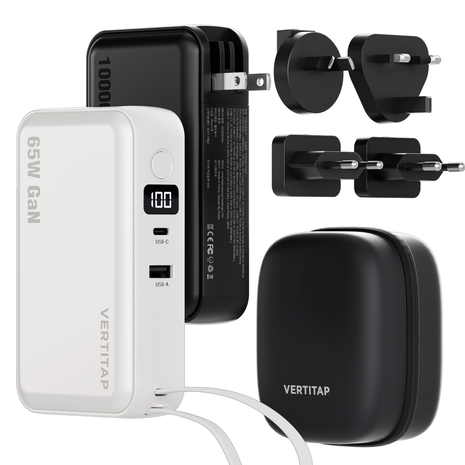 버티탭 트레블러 프로 65W 멀티 어댑터 보조배터리 해외 여행용 멀티탭 usb 전기 콘센트