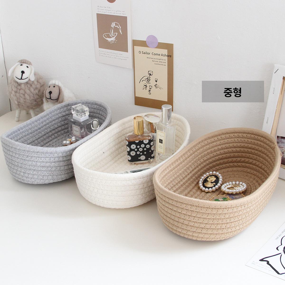라탄 요람 라탄바구니 기념일 셀프촬영 바스켓 소품 크림화이트 소형 23x13x7cm - 상세 이미지 3