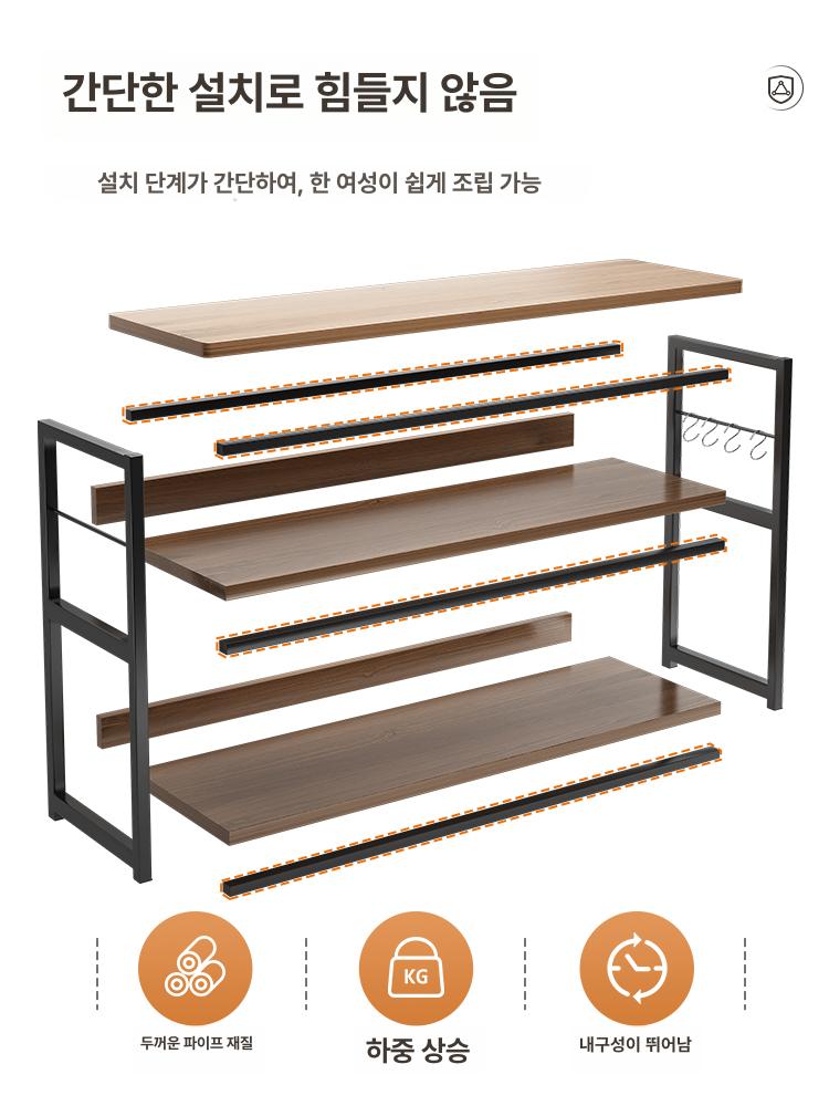 공간활용 작업대 간이 식탁 주방보조테이블 고급 두꺼운 3단 80cm - 상세 이미지 4