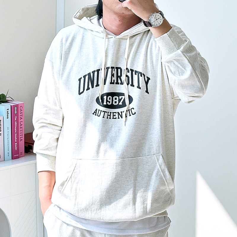 남자 후드티 특양면 1987 레터링 나염 - 상세 이미지 4