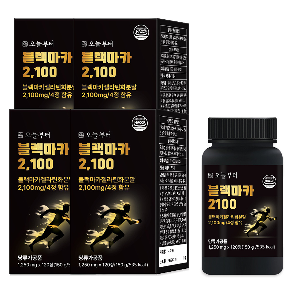 오늘부터 블랙마카2100 흑마늘 야관문 흑삼 고함량 120정, 4개 - 메인 이미지