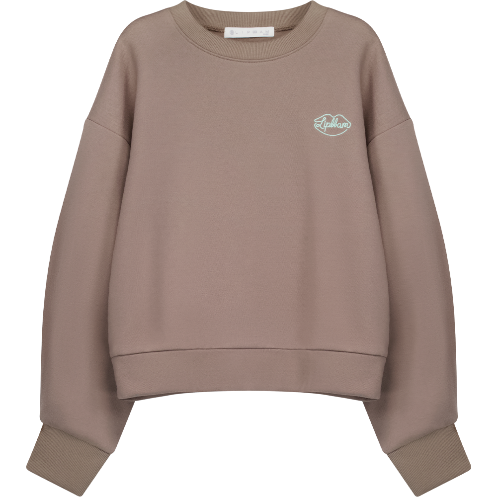 Lipbbam 더블소프트 플리스 퍼프 슬리브 크롭 맨투맨 LTW015 라이트코코아LC, FREE(One size) - 상세 이미지 2
