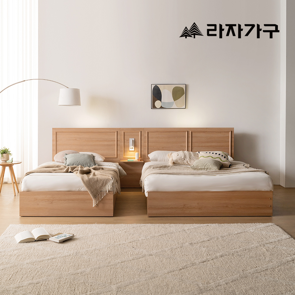 라자가구 윈디 LED 서랍형 수납 침대 프레임 퀸 Q 본넬 매트리스 세트 - 메인 이미지