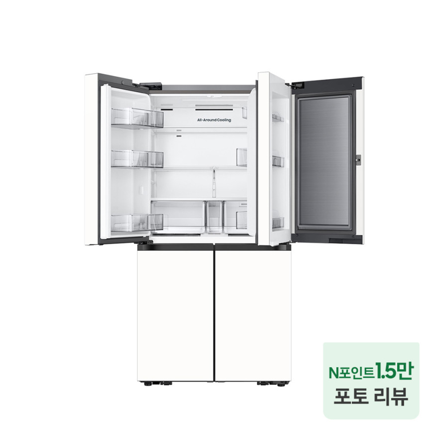 삼성 비스포크 AI 냉장고 대용량 900리터 1등급 4도어 양문형 푸드쇼케이스 에센셜화이트 사진 2