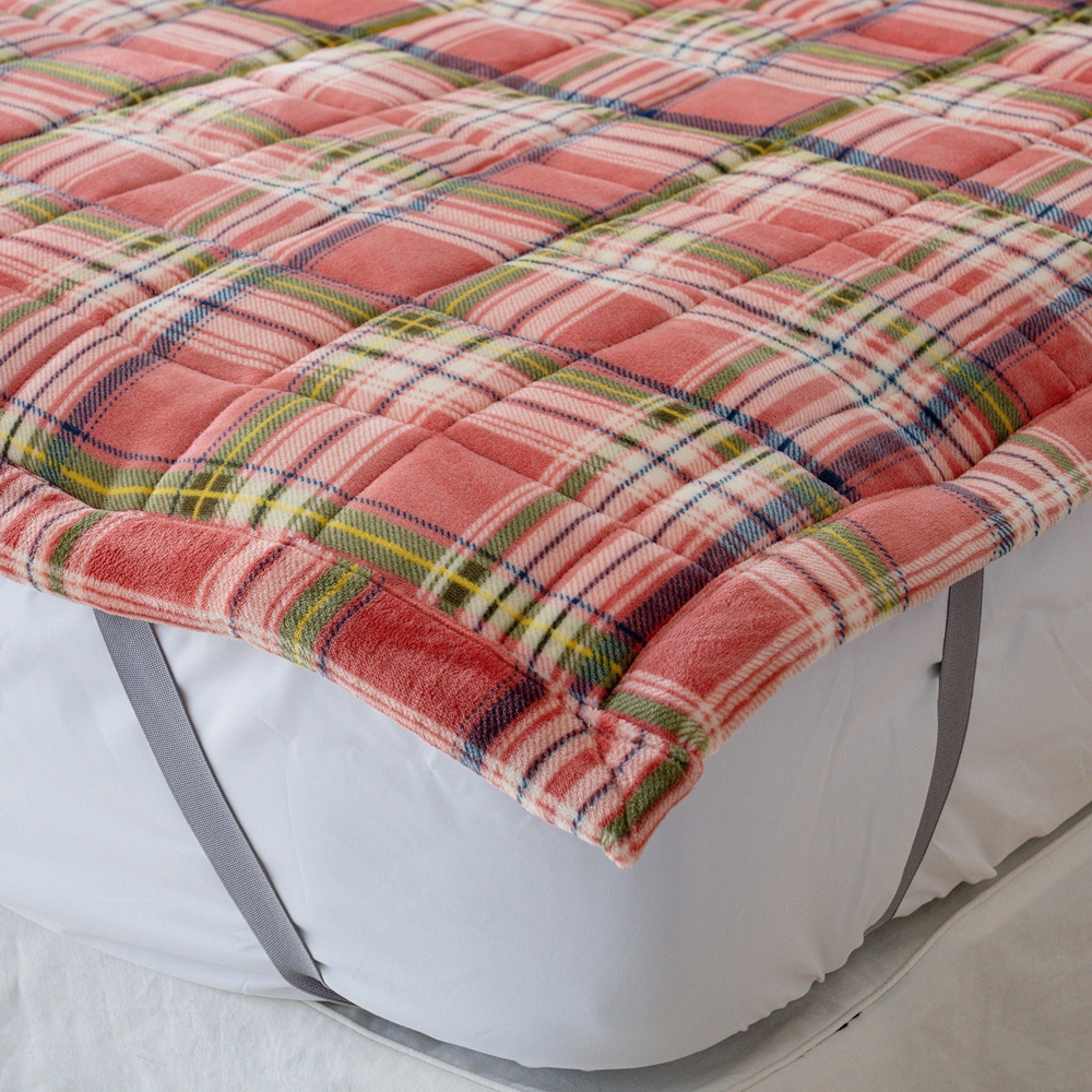 나라데코 밍크 극세사 체크 따뜻한 겨울 밴딩 침대패드 SS