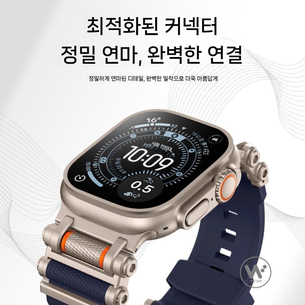 애플워치11 울트라3 se3 스트랩 메탈 롤러 기어 실리콘 밴드 - 상세 이미지 3