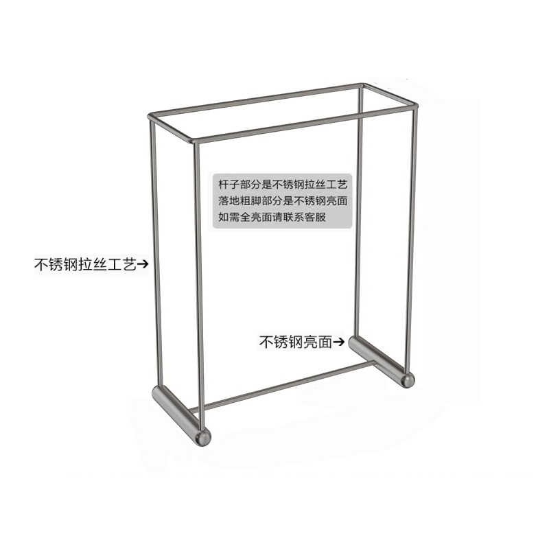 옷가게 행거 매장용 튼튼한 이동식 철제 조립식 스탠드 파이프 시스템 드레스룸 스테인리스 120x50x140cm 단일 - 상세 이미지 4