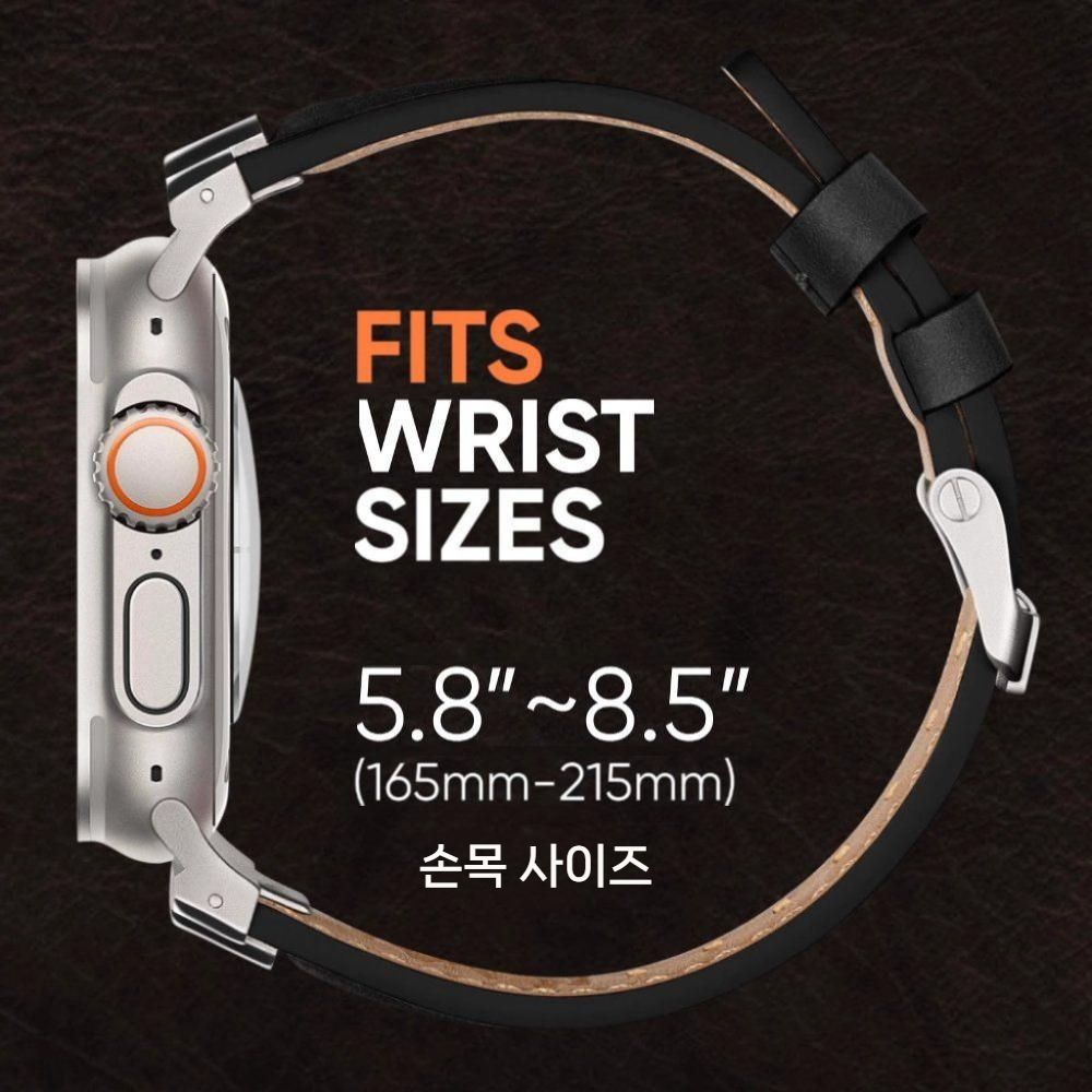 애플워치11 울트라3 se3 스트랩 메탈 커넥터 버클 수제 가죽 밴드 - 상세 이미지 4