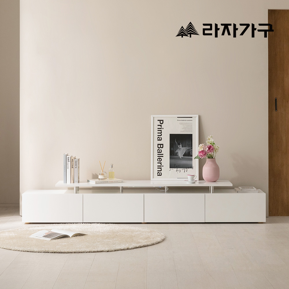 라자가구 다넬 2200 LED 낮은 거실장 수납장 티비선반 티비다이