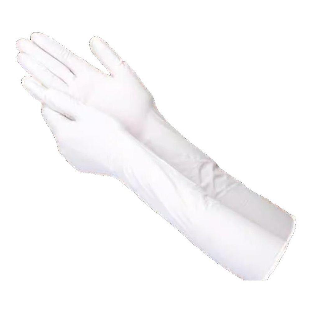 라텍스 롱장갑 긴 고무 일회용 산업 사육장 대량 장목 40cm-식품용 백색 50개 S - 상세 이미지 2