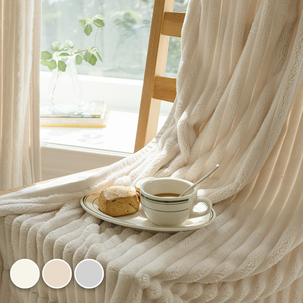 바자르 코코니 보들 극세사 스트라이프 겨울 방한커튼 140x235