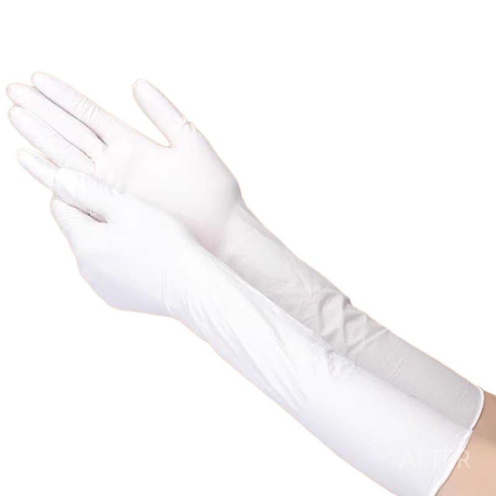 라텍스 롱장갑 긴 고무 일회용 산업 사육장 대량 장목 40cm-식품용 백색 50개 S - 상품 이미지