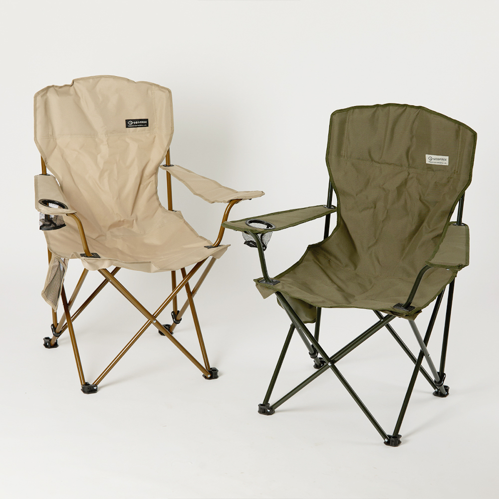 지오프리 리조트 캠핑 의자 1+1 접이식 경량 휴대용 와이드, 카키, 2개