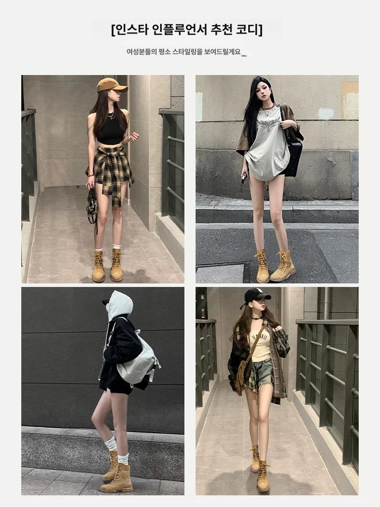 밀리터리 전술화 키높이 정글화 경량 등산화 등산 워커 미군 미군전투화 캔버스화 여성용 브라운 사계절 단일 안감 35 - 상세 이미지 3