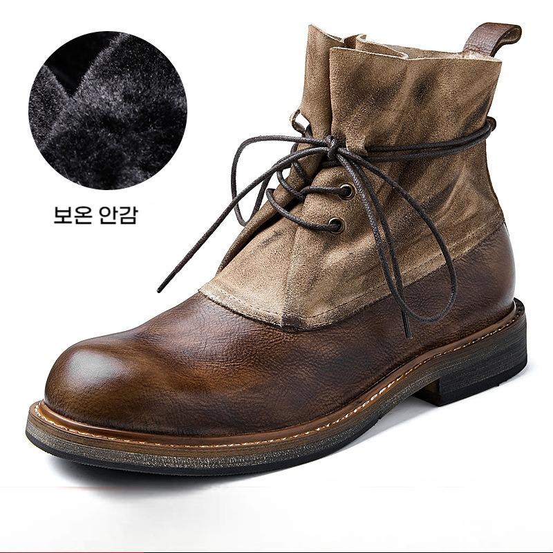 겨울용 할리 바이크 슈즈 1등급가죽 워커 빈티지 라운드 헤드 핸드메이드 옥스포드 소가죽 아메리칸 레드윙 - 상품 이미지
