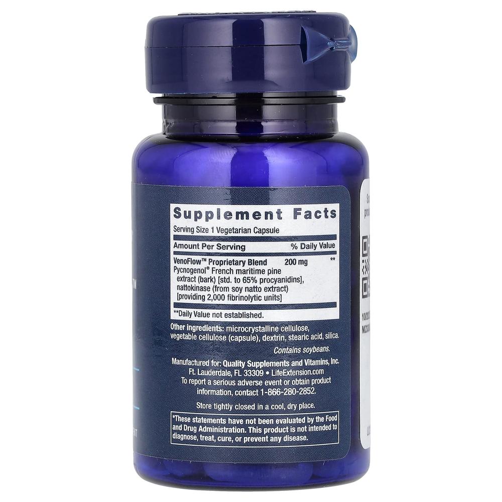 라이프익스텐션 VenoFlow 피크노제놀 프랑스 해송 소나무 껍질 추출물 150mg Pycnogenol 30정 - 상세 이미지 2