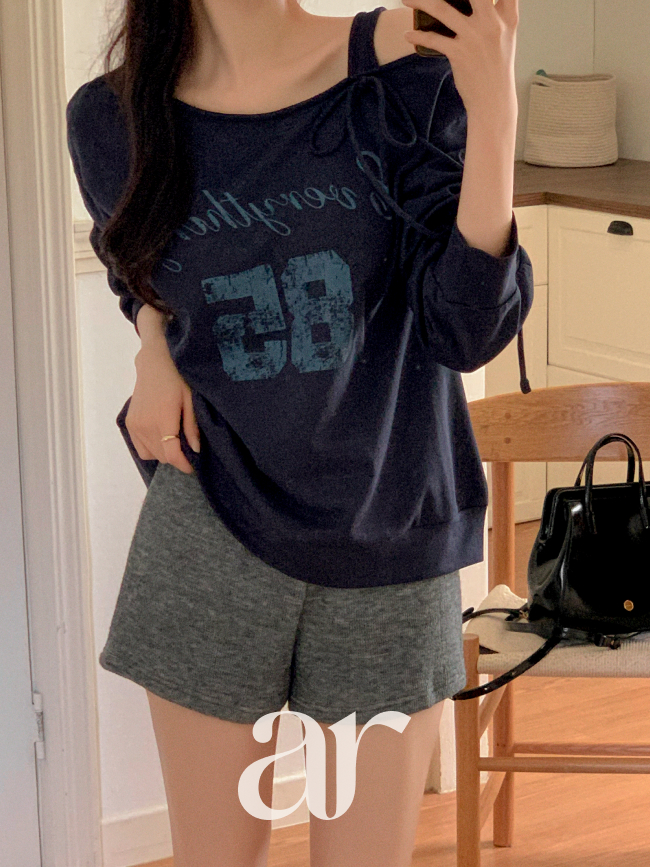 프린팅 어깨 트임 리본룩 루즈핏 맨투맨 ts4747 - 상세 이미지 5