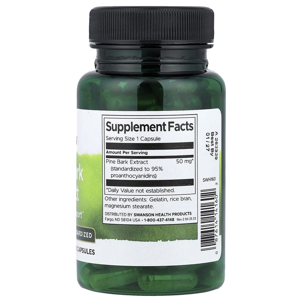 스완슨 피크노제놀 프랑스 해송 소나무 껍질 추출물 50mg Pycnogenol 100정 - 상세 이미지 2