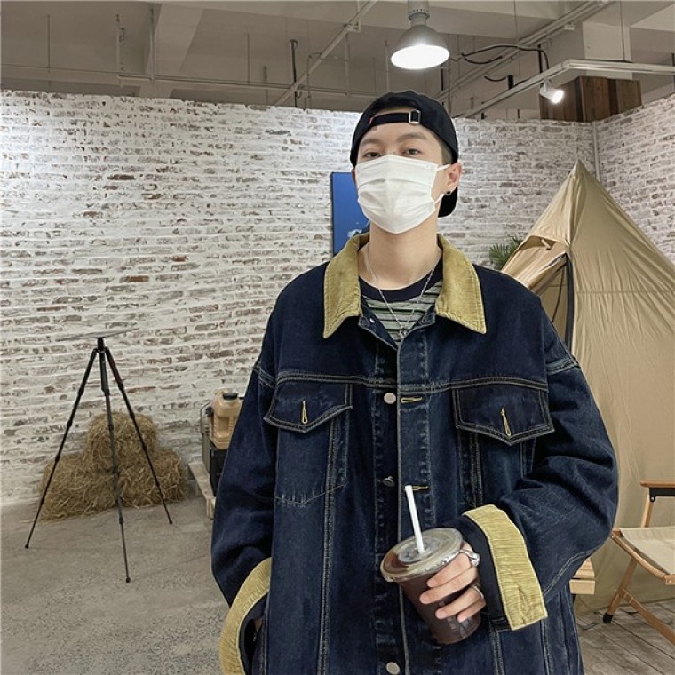 코듀로이 카라 남성 데일리 2컬러 데님자켓 IS-DN14 - 상품 이미지
