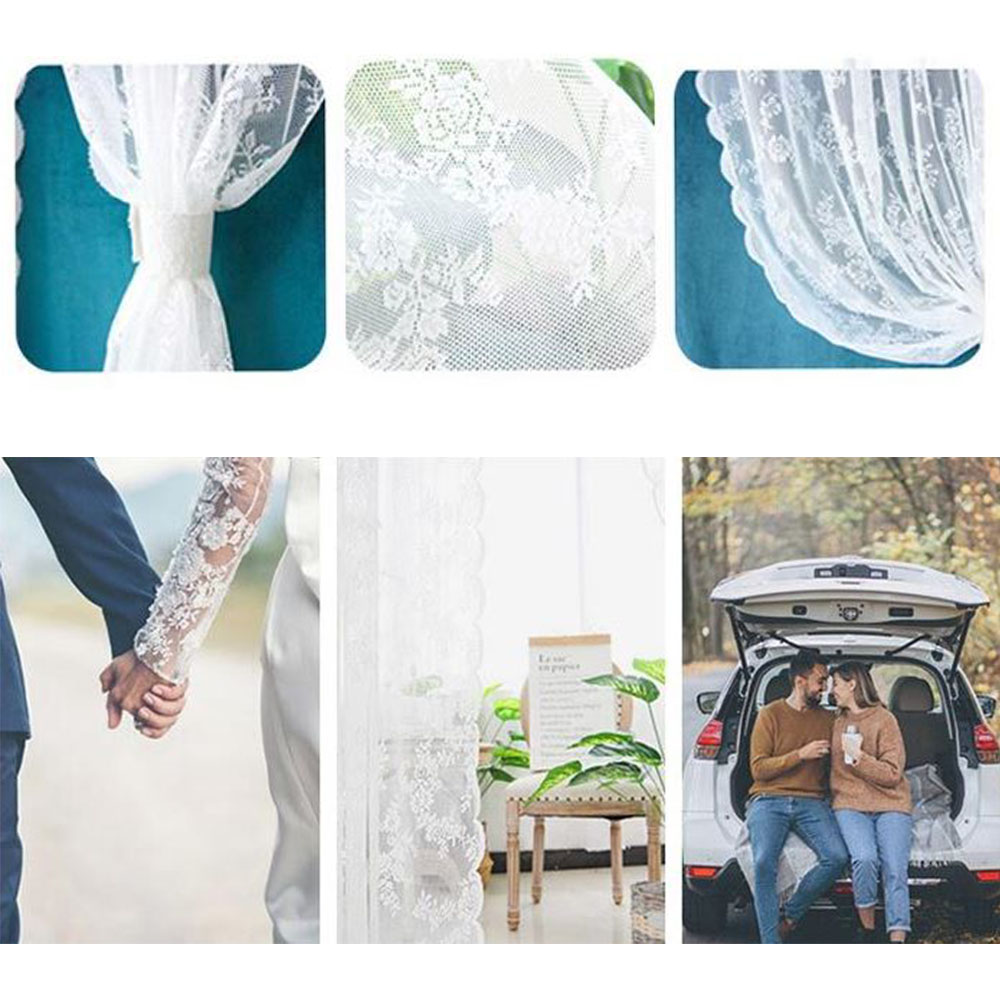 레이스 창문 커튼 2장 로맨틱 고리 인테리어용품