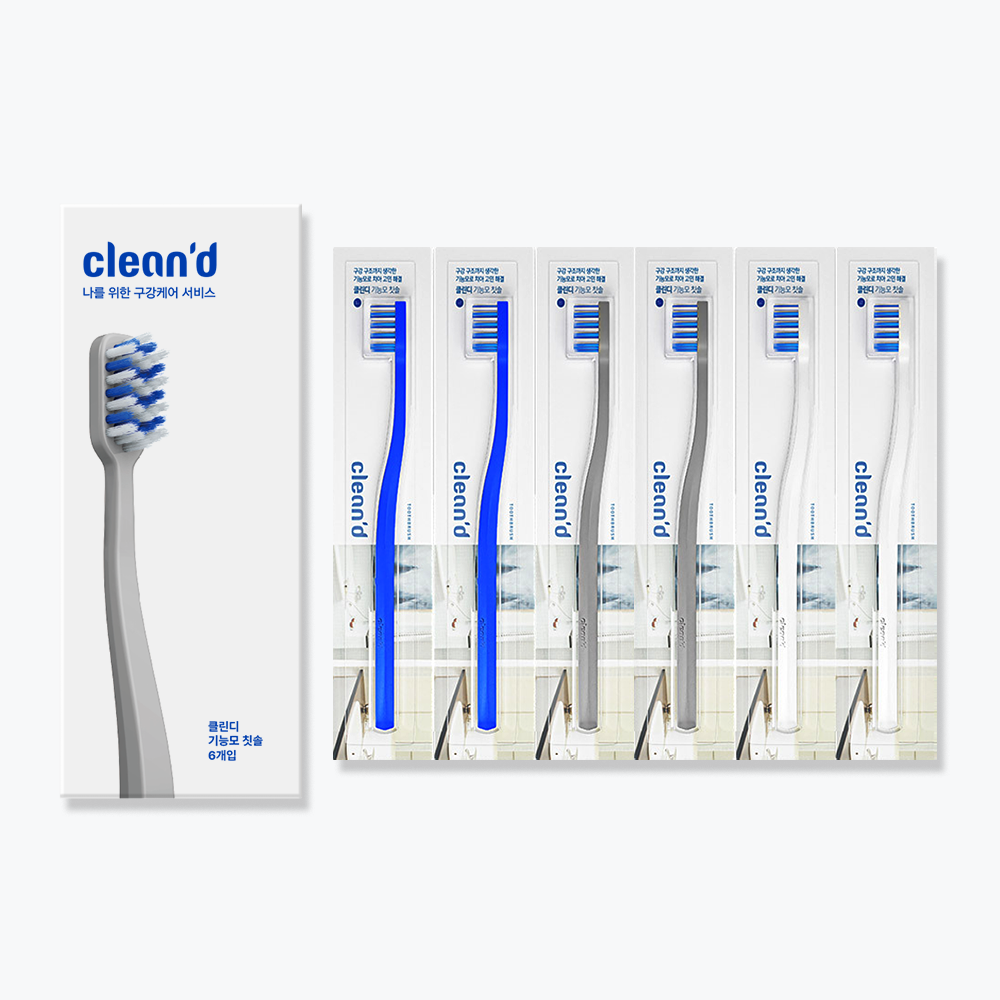 클린디 기능모 칫솔 6개 세트 치석제거 교정칫솔 치과칫솔 어금니칫솔 어린이칫솔 치솔 - 상품 이미지