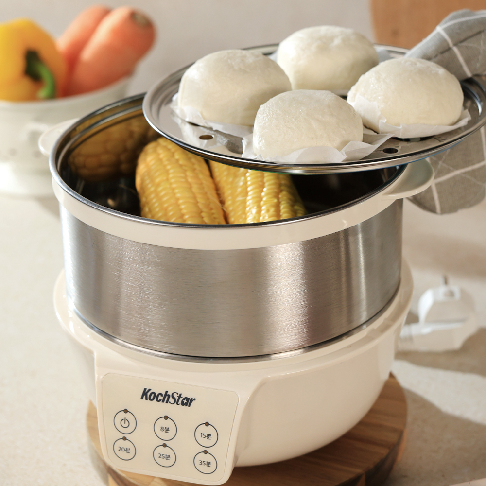 콕스타 올인원 멀티 스텐 멀티쿠커 전기 찜기 계란 고구마 호빵 스팀기 NKTMS-1000