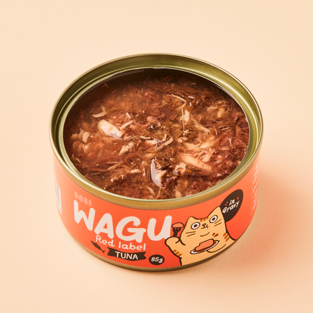 3651 와구 고양이 간식 습식캔 참치 레드라벨, 85g, 24개