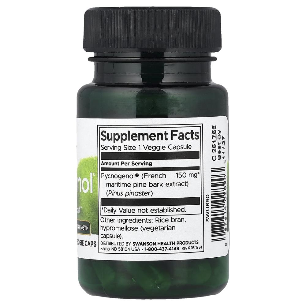 스완슨 피크노제놀 프랑스 해송 소나무 껍질 추출물 150mg Pycnogenol 30정 (2개) - 상세 이미지 3