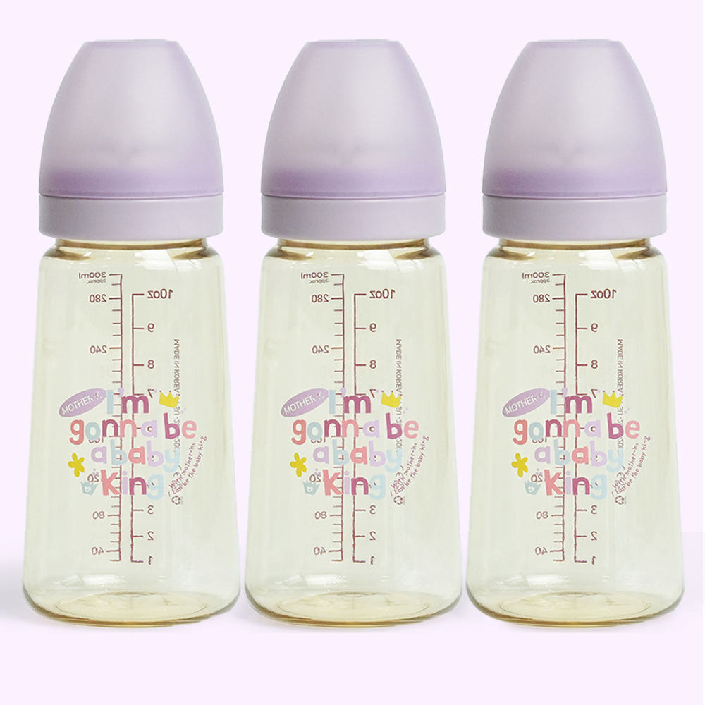 마더케이 신생아 PPSU 젖병 배앓이 방지 (노꼭지) 280ml, 3개, 베베(라일락)