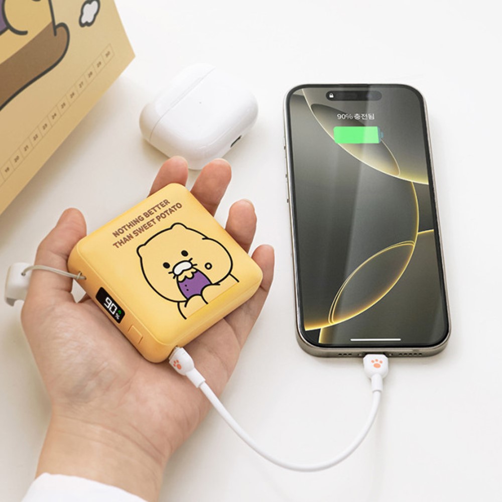 춘식이 보조배터리 고속 휴대용 충전기 10000mAh 미니 카카오 굿즈 얼굴 - 상세 이미지 2