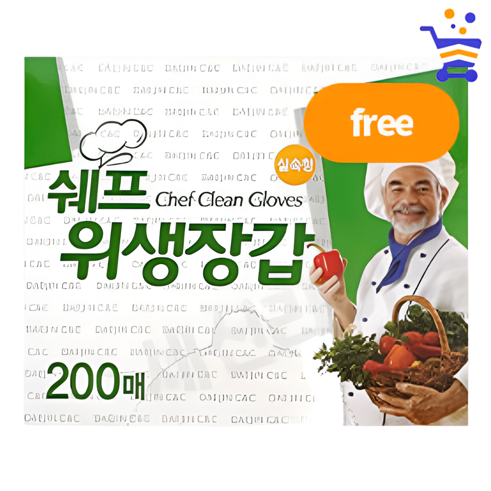 국산 쉐프 위생장갑 두꺼운 일회용 비닐장갑 실속형 200매 - 메인 이미지