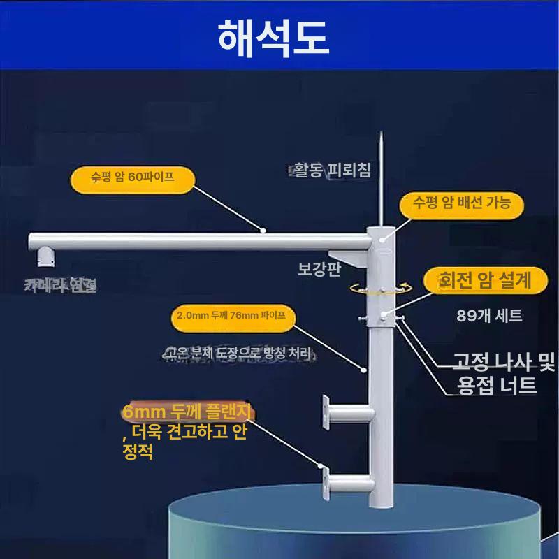 거치대 폴대 벽부형 브라켓 붐대 cctv L자형 0.5m 1m - 상세 이미지 2