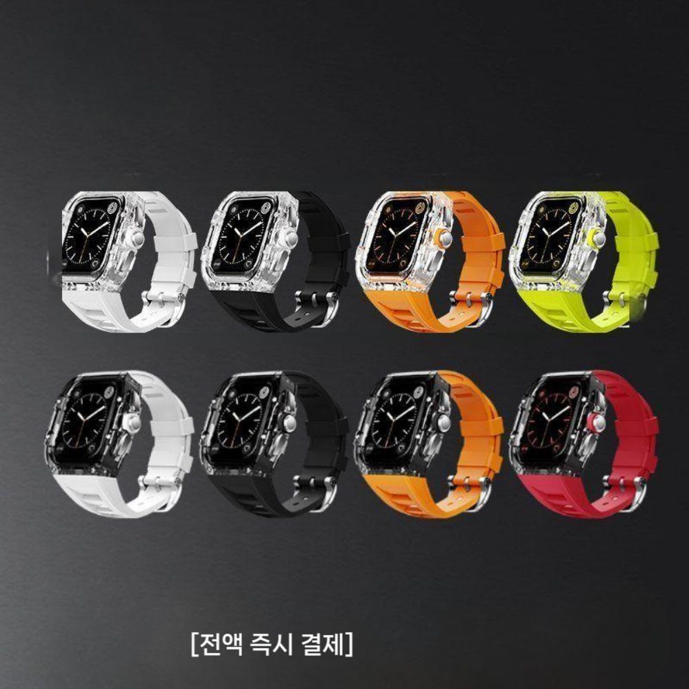 애플워치11 울트라3 se3 스트랩 투명 케이스 일체형 밴드 - 상품 이미지