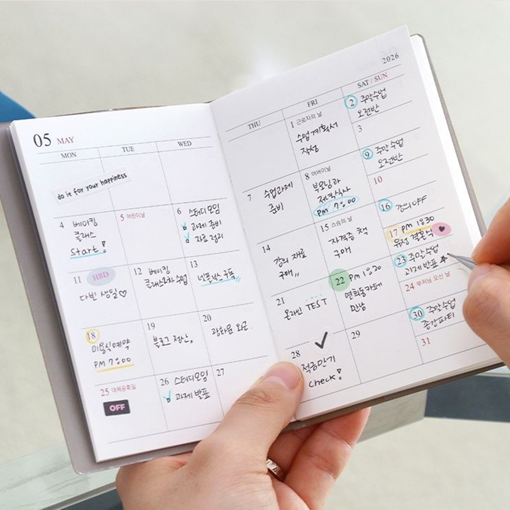26년 미니 다이어리 2026년 수첩 작은 핸디 다이어리 2026 A6 월간 상세 이미지 6