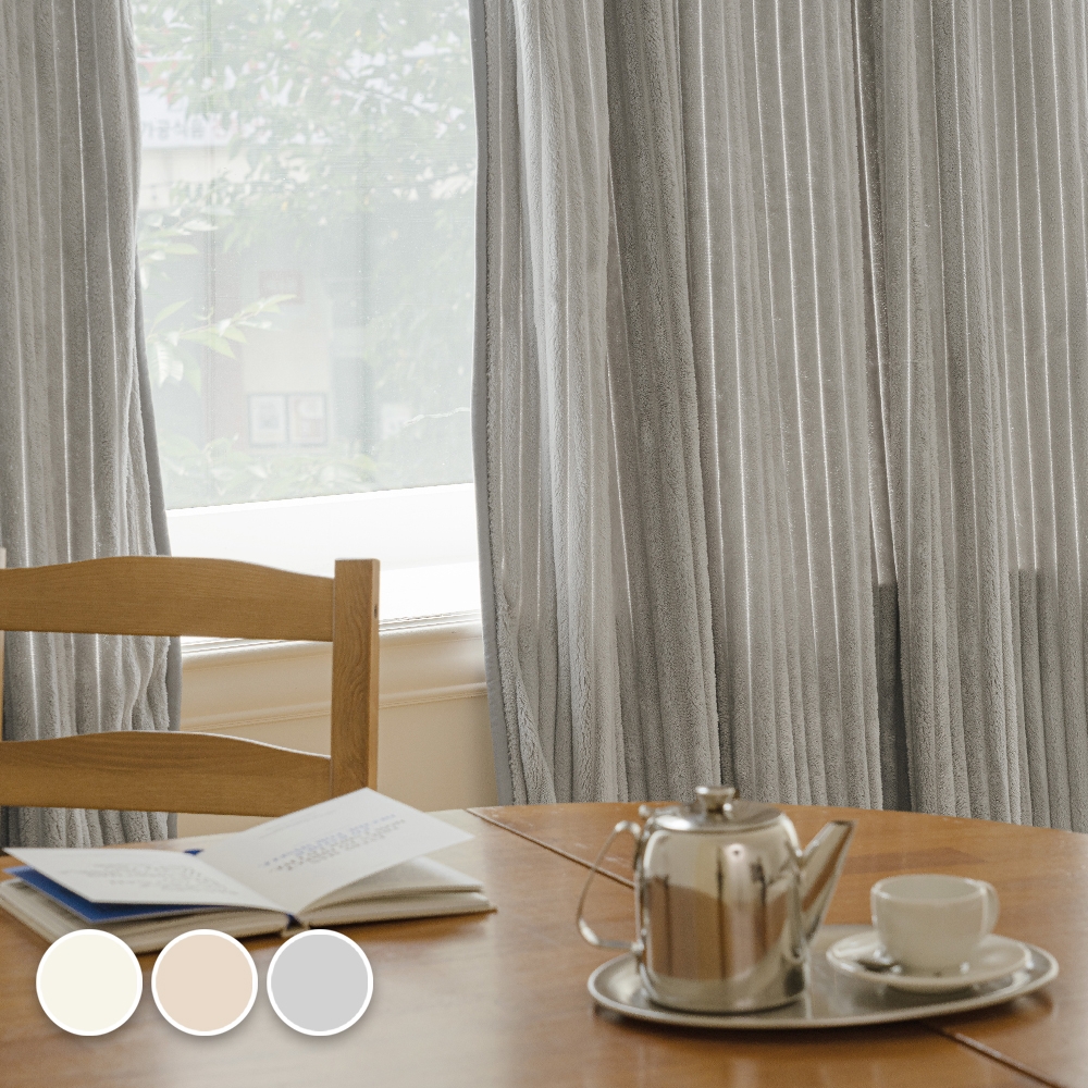 바자르 암막커튼 방한 코코니 보들 극세사 스트라이프 겨울 140x235