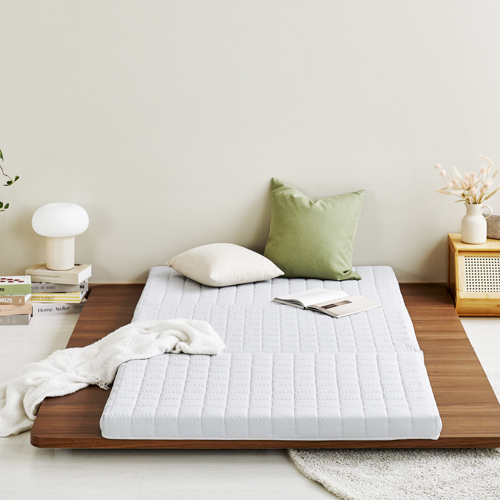 느루잠 편안한 매트리스 7cm 3단 접이식 토퍼 매트 세이지민트 슈퍼싱글 SS