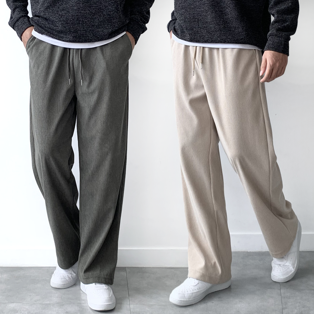 [1+1] 남자 코듀로이 바지 밴딩 와이드팬츠 제품 이미지