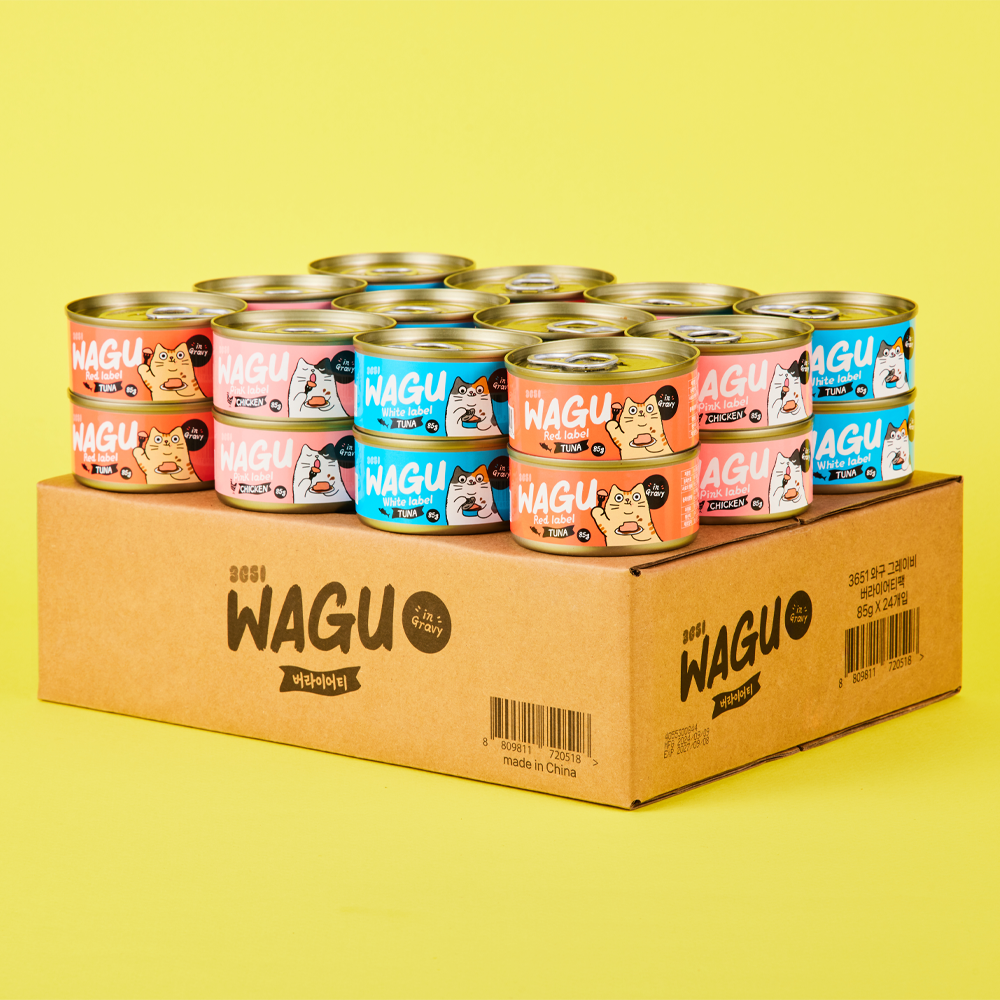 3651 와구 고양이 간식 습식캔 참치 레드라벨, 85g, 24개