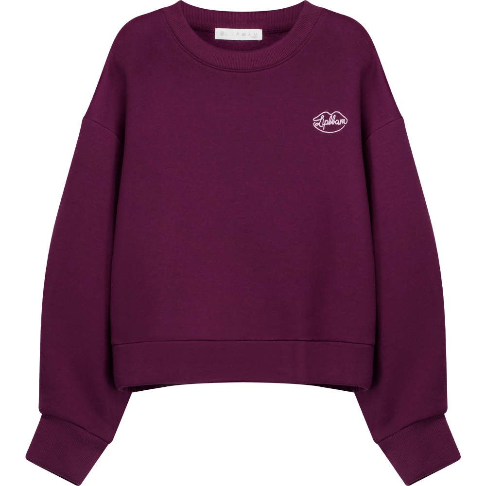 Lipbbam 더블소프트 플리스 퍼프 슬리브 크롭 맨투맨 LTW015 버건디BG, FREE(One size) - 상세 이미지 2