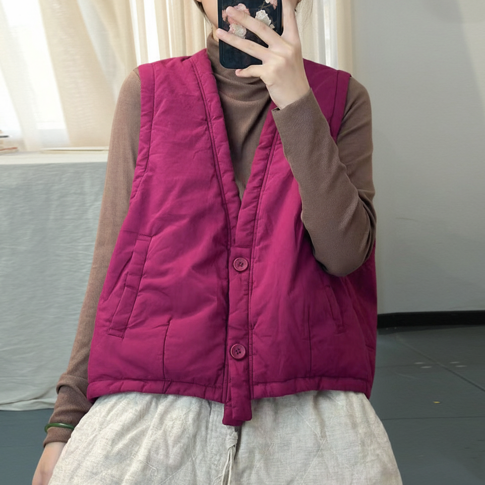 누빔조끼 겨울조끼 브이넥 베스트 누비옷 엄마옷 - 상세 이미지 3
