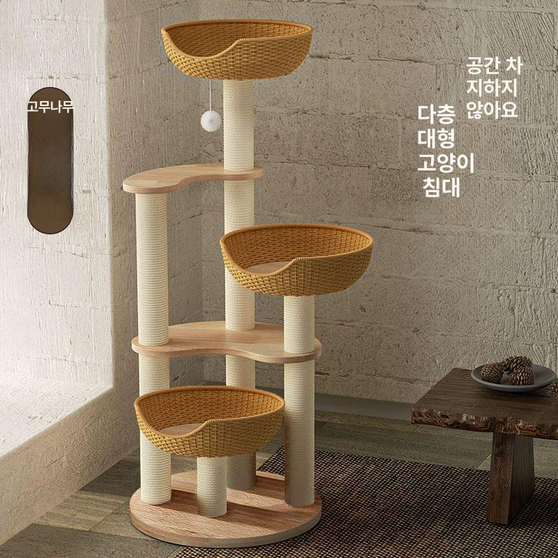 고양이 캣타워 소형 스크래쳐 캣폴 놀이터 캣워커 숨숨집 X-03 3단 바구니 - 상세 이미지 2
