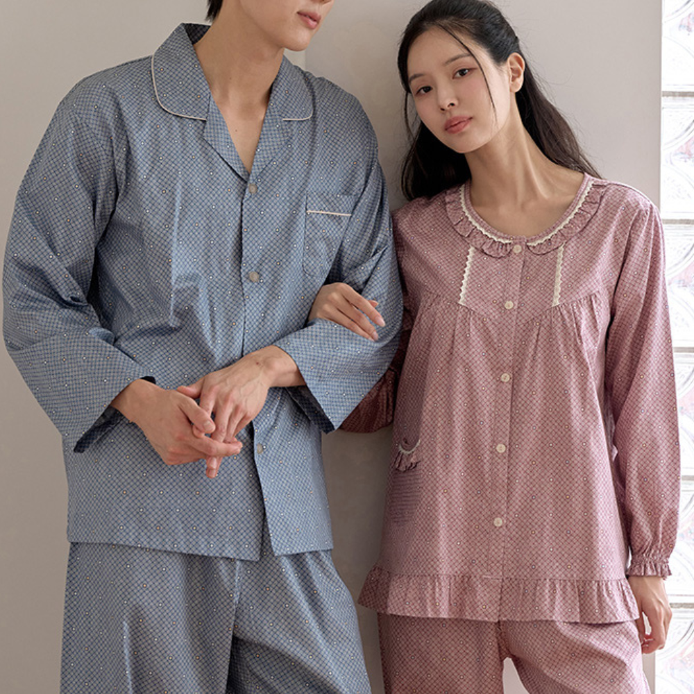 국산 잠옷 마르티 순면 잠옷 신혼 부부 커플 잠옷 브랜드 - 상품 이미지